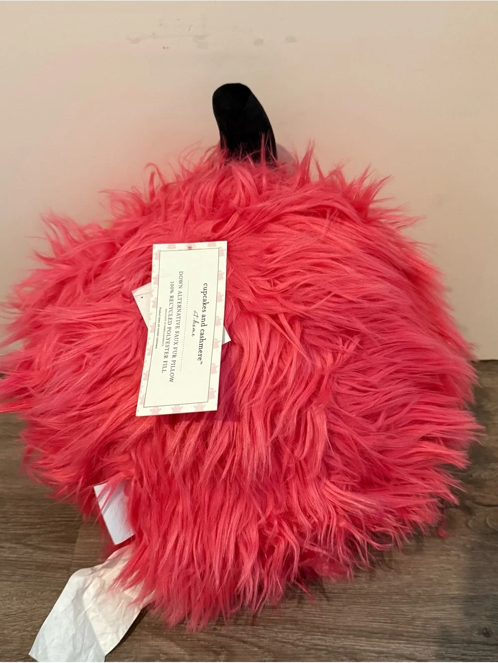 Super Cute Cupcakes and Cashmere Hot Pink Shaggy Jack O’Lantern Pillow- NWT
